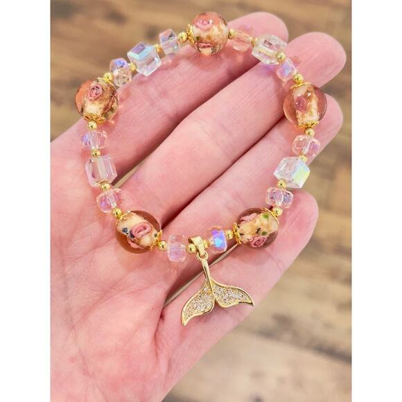 Pink Swarovski Beaded Bracelet With Charm - Picture 4 of 4